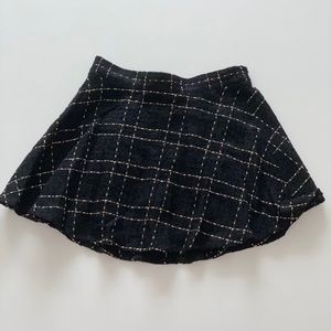 NWOT XS black plaid A line skirt